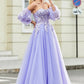 Lavender Prom Dresses Off the Shoulder Tulle A-line فساتين السهرة Elegant Puffy Sleeves Floor-Length vestidos verano moda