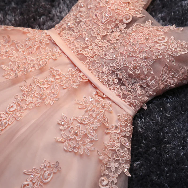 Robe de bal élégante rose perle pour femmes, tenue d'été Sexy, col en V, perles, à lacets, pour invités de soirée de mariage, robe de soirée de remise de diplôme