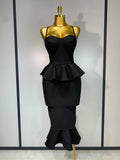 Luxury Birthday Women Celebrity Sexy Backless Tierred Bodycon Dress Elegant Evening Party Club Wedding Guest Dress Vestido black