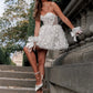 White Mini Prom Dresses Heart Shaped Neck Flower Lace Appliques فساتين السهرة Elegant Sleeveless vestidos verano moda