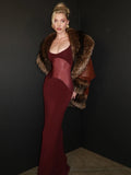 Burgendy See Through Mesh Patchwork Long Dress Summer Backless Skinny Tight Maxi Bodycon Cocktail Party Wear Vestidos