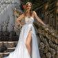 Prinzessin A-Line Spitzen Applikationen Strand Hochzeitskleid Schatz ärbliche Brautkleid sexy Vestidos de noiva Mariage