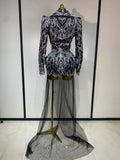 Luxury Nightclub Evening Birthday Dresses Stage Perform Outfit Sparkly Rhinestone Women's Elegant Party Sexy Dress