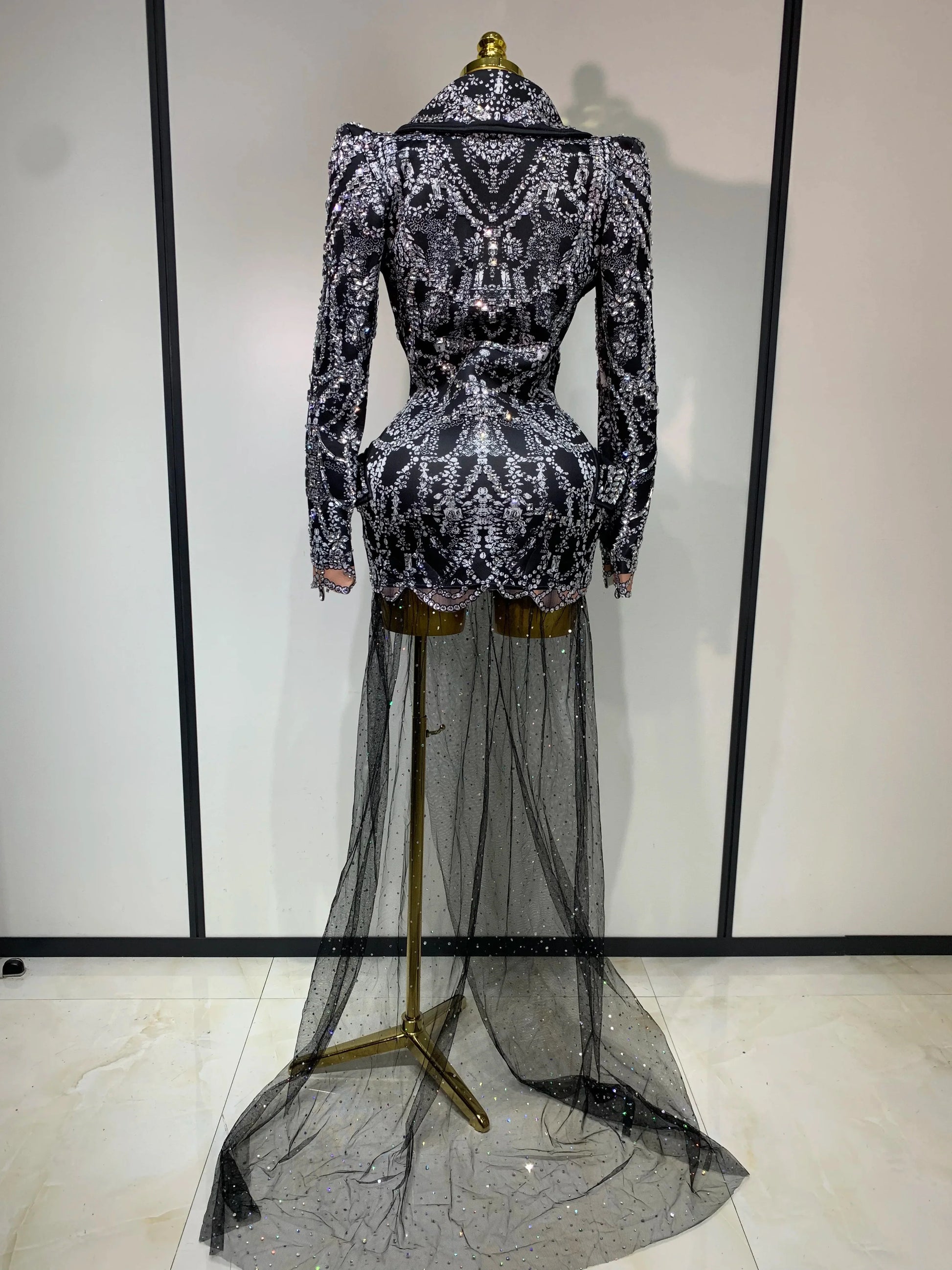 Luxury Nightclub Evening Birthday Dresses Stage Perform Outfit Sparkly Rhinestone Women's Elegant Party Sexy Dress