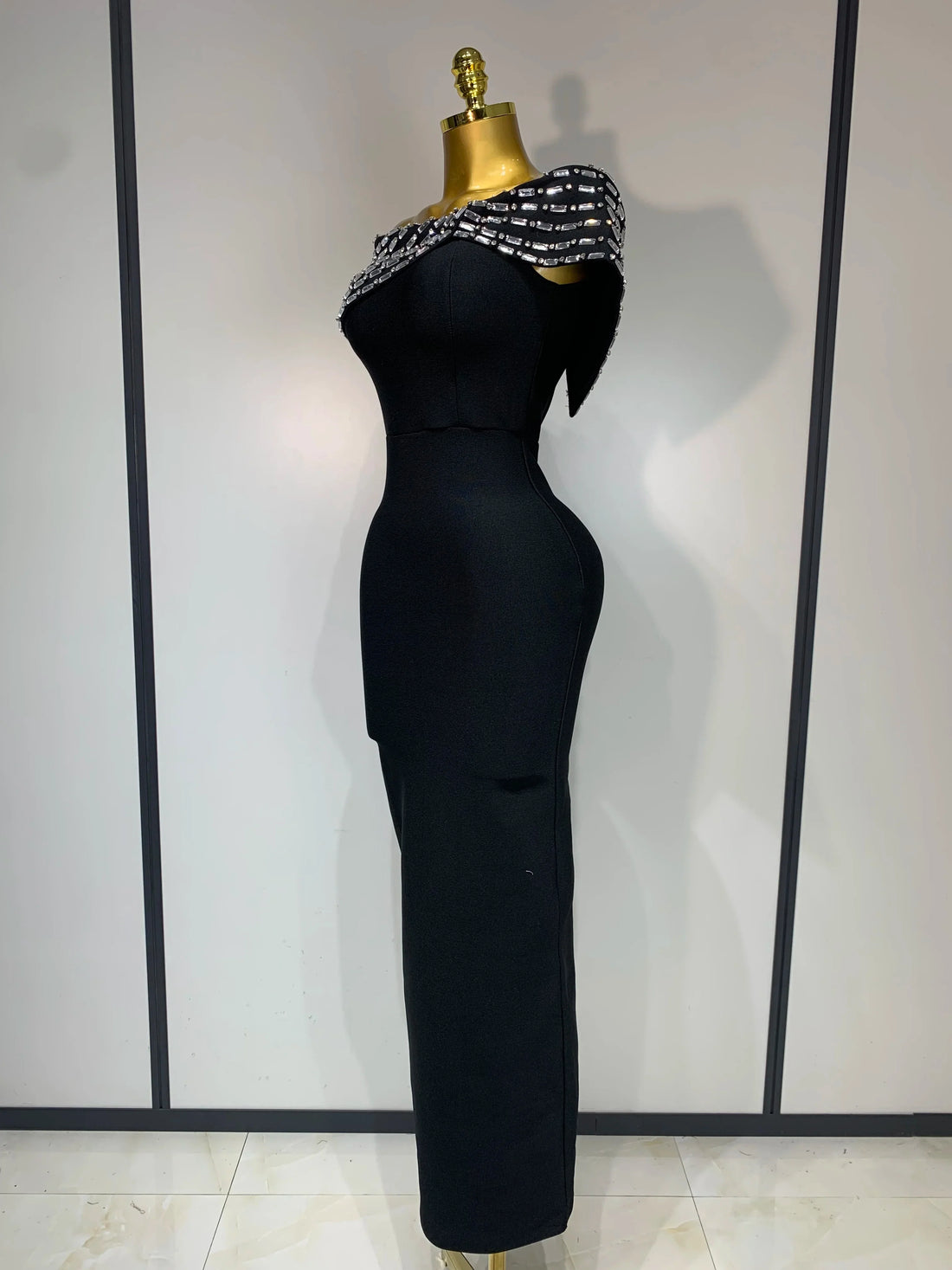 Fashion Sexy Strapless Black Off-shoulder Bodycon Bandade Dress Celebrity Cocktail Party Luxury Birthday Wedding Dresses black