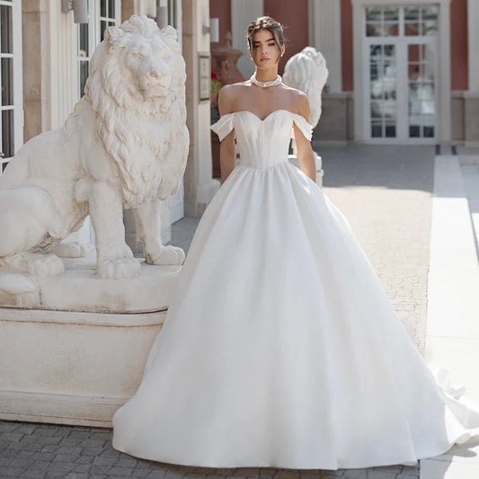 White Women A-Line Wedding Dresses Sweetheart Backless Princess Bridal Dress Formal Wedding Ball Prom Gowns Customized