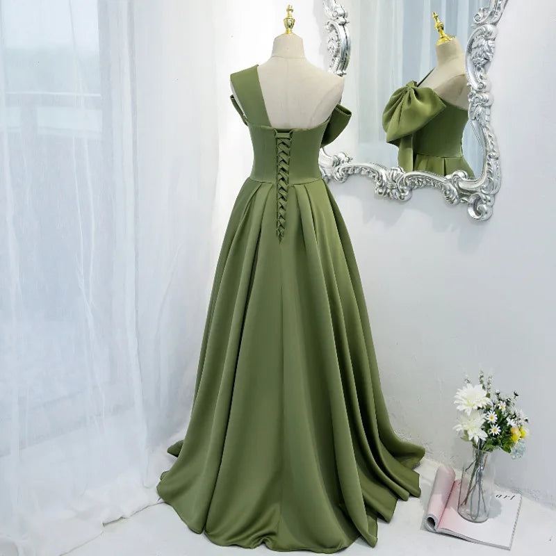 Gaun pesta tamu Prom Evening Long Evening Women Summer Sexy One Shoulder Big Bow-Knot Birthday Wisuda Maxi Dress