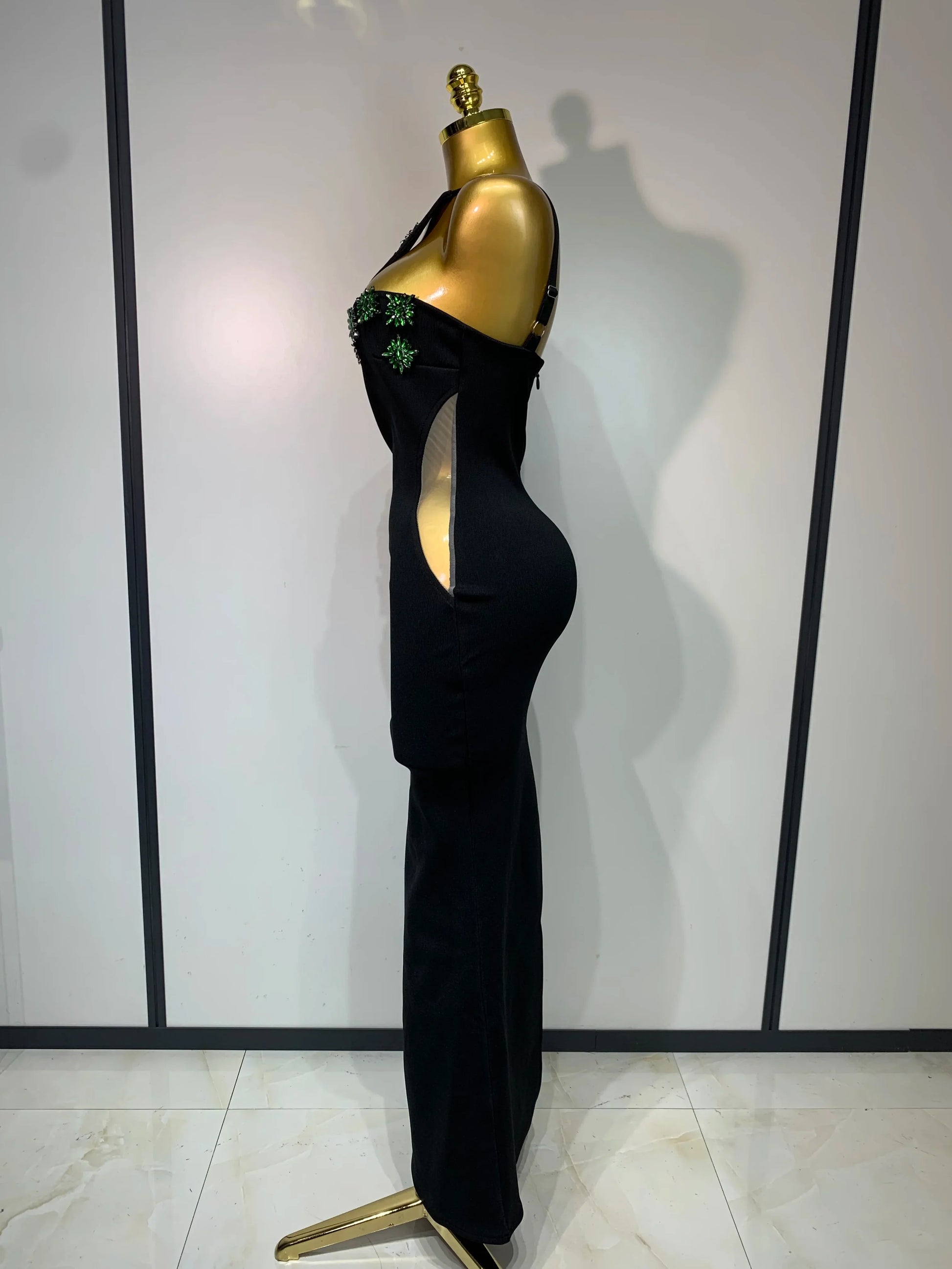 Sparkly Rhinestones Evening Bandage Long Dresses Women Sexy Backless Stretch Elegant Prom Luxury Birthday Gown Club Vestidos