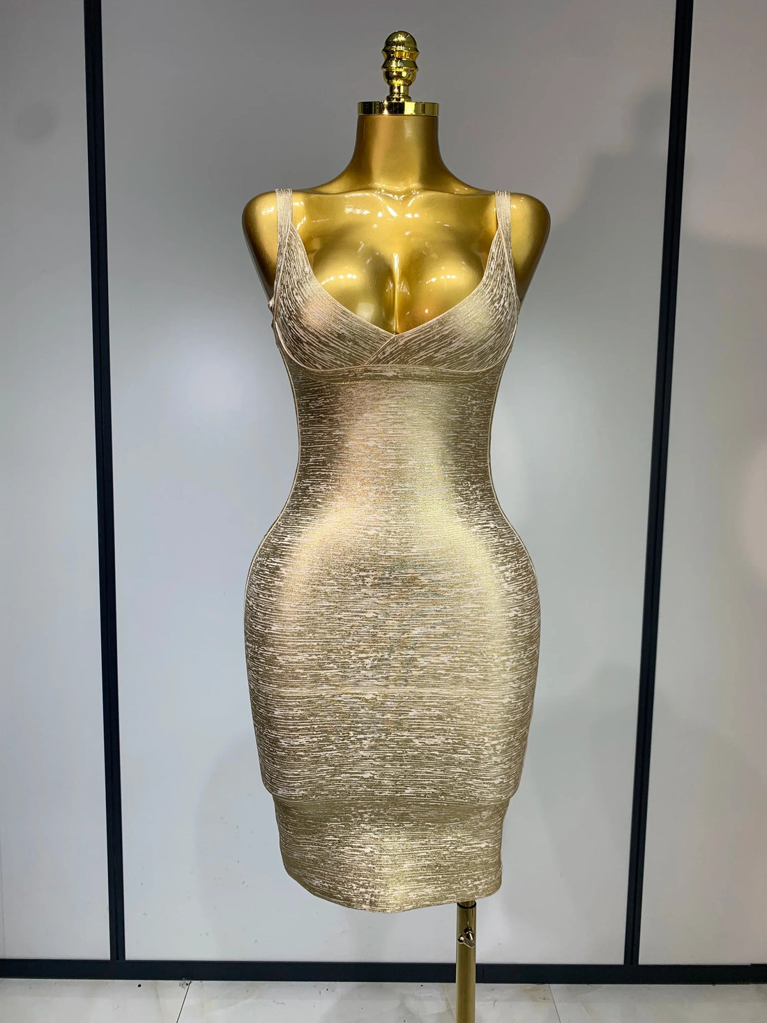 Celebrity Elegant Gold Bodycon Bandage Dress Women Sexy Nightclub Evening Party Luxury Birthday Dress Vestidos Gold