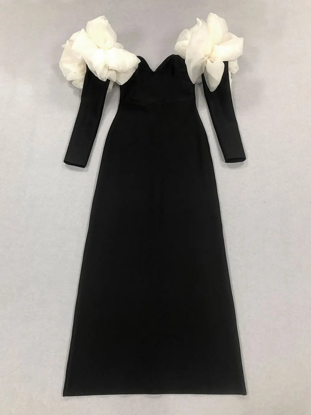 Sexy Women Long Bandage Dress Fashionable Off Shoulder Chiffon Patchwork Long Sleeved Bodycon Backless Dress Party Vestidos