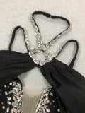 Eye-Catching Off-Shoulder V-Neck Hot Pink & Black Dress with Crystal Party Evening Gown