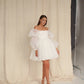 Organza Wedding Dresses Short Mini Puffy Cap Long Sleeves Ball Gown Simple Formal Party Bride Gowns Special Occasion Bridal