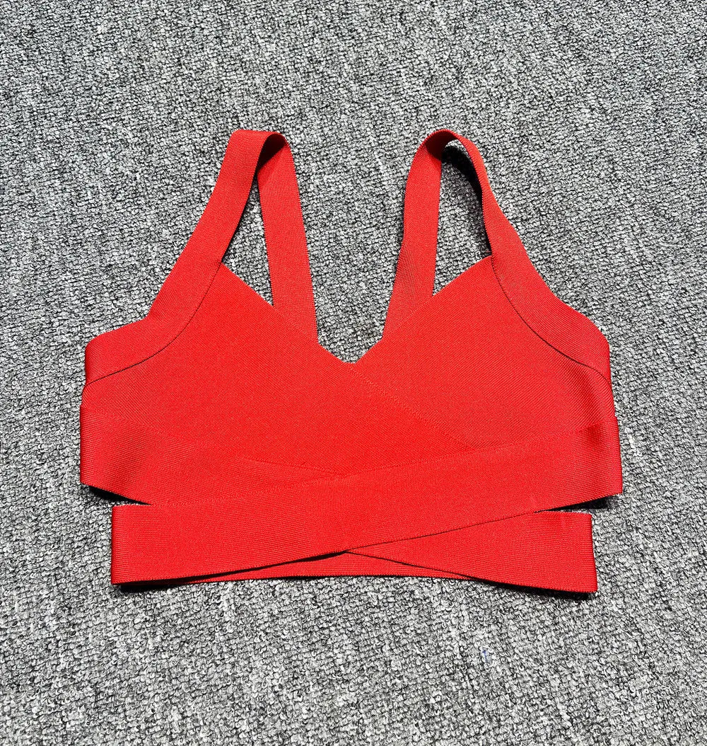 Casual Women'S Ultra Short Bandage Vest Spaghetti Strap Sleeveless Hollow Out Solid Color Backless Top Women'S Sports Vest Red