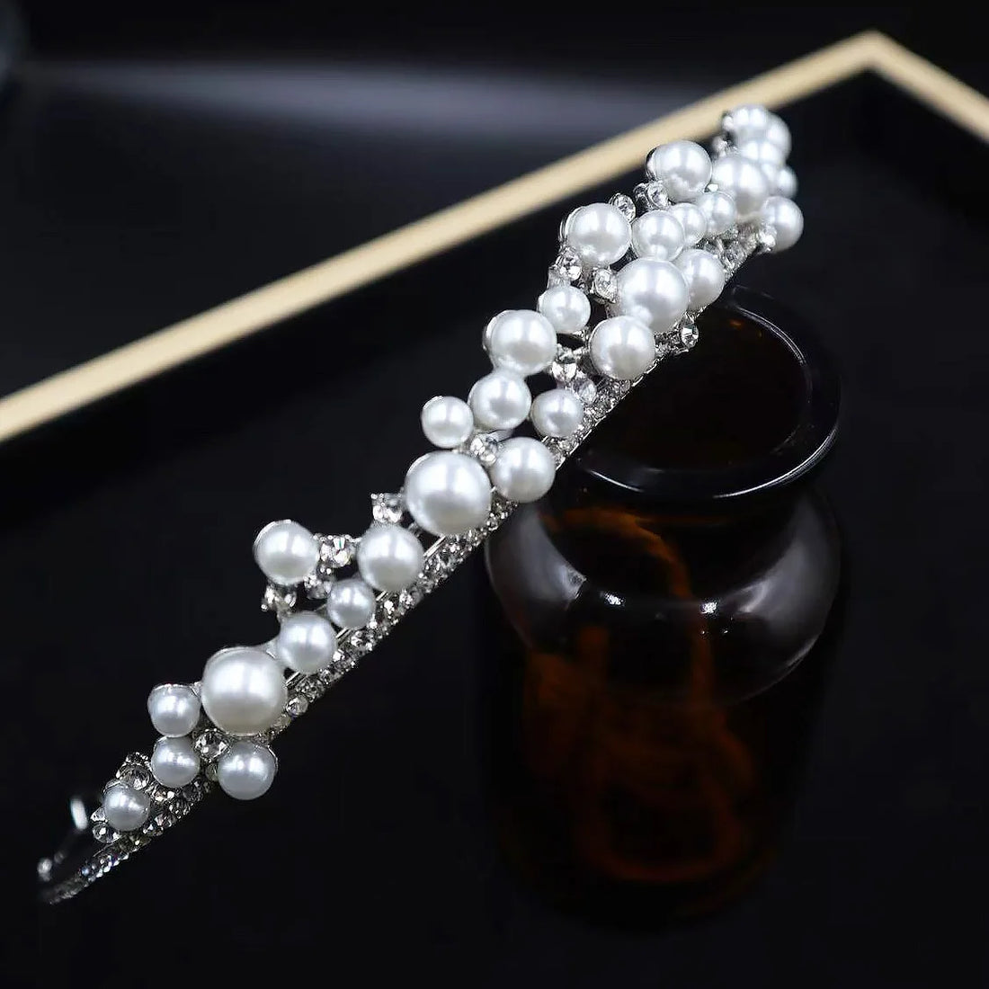 Pearl Crowns Tiaras Wedding Hair Accessories Princess Bridal Headband Crowns For Women Girl 15 Years Birthday Wedding Headdress sliver 1