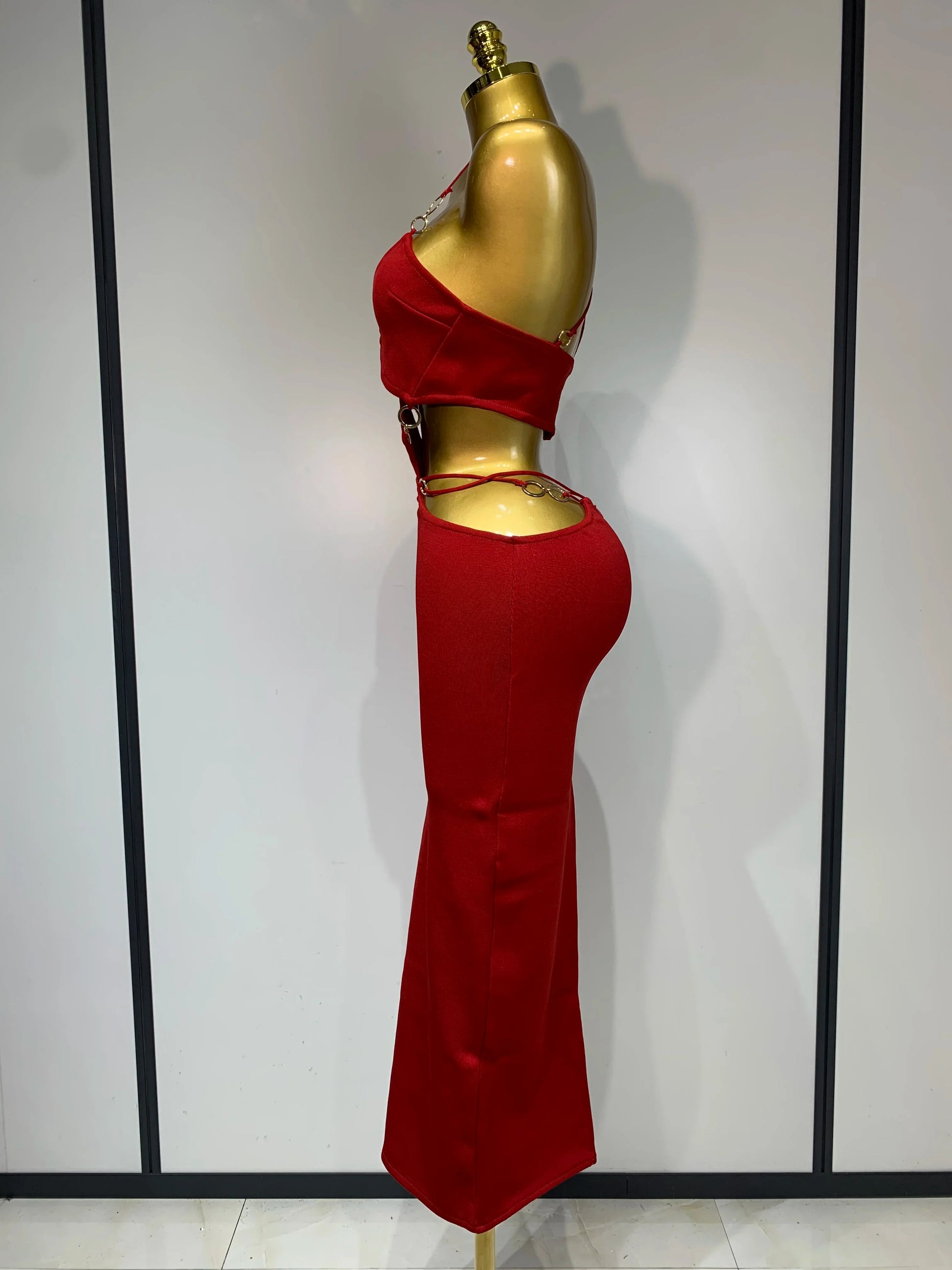 Women Sleeveless Sexy Halter Hollow Out Black Red Bodycon Long Bandage Dress Celebate Elegant Luxury Birthday Club Dress