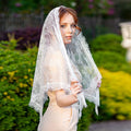 Mantilla Veil For Wedding Bride Spanish Church Veils For Women Shawl Scarf Head Cover White Lace Church Veil for Catholic Chapel as pic