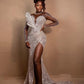 African Luxury Full Beaded Side Slit Wedding Dress Leaf Design Detachable Train Women Dubai Bridal Gowns Vestido De Casamen