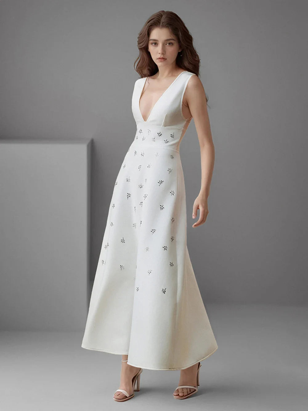 Prom Dress Elegant Crystal Sleeveless Bandage Wedding Dress For Women High waist A-line Maxi Summer Evening Party Dresses Robe