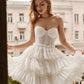 Warstwowe koronkowe A-line krótkie suknie ślubne Sweetheart Shleevela Brides Party Suknie dla kobiet Creest Bridals Suknia wieczorowa