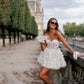 White Mini Strapless Prom Dresses Lace Appliques Tulle فساتين السهرة Sweetheart Sleeveless vestidos verano moda