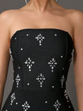 Sexy Women'S Light Luxury Rhinestone Bandage Dress Strapless Sleeveless Bodycon Backless Long Dress Christmas Party Vestido