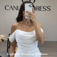 Arabische Abendkleider für Hochzeitsfeier vor der Schulterweißfalten Chiffon Meerjungfrau formelle Promi -Promkleider