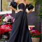 Elegant Sweetheart A-line Satin Prom Dress Side Split Vestidos De Fiesta With Pocket Sexy Satin Tail Evening Dress