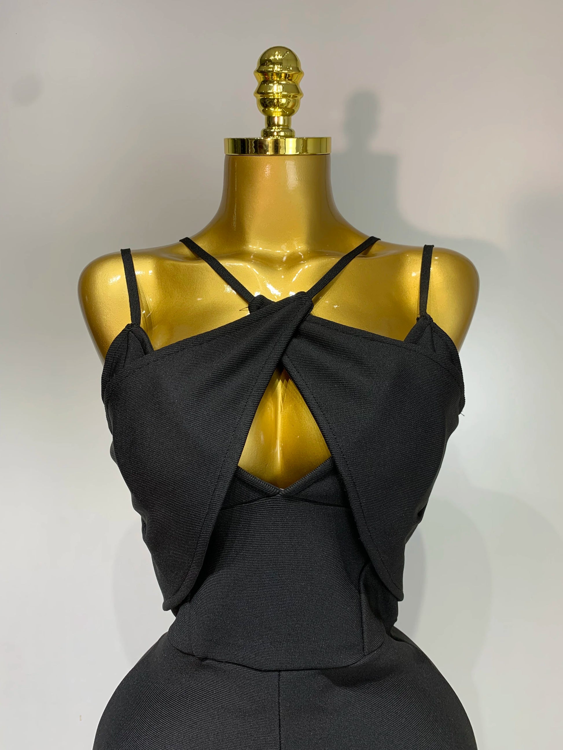 Women Sexy Sleeveless Hollow out Split Backless Black Midi Bandage Dress Celebrity Elegant Evening Cocktail Party Dresses