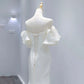 Französische luxuriöse weiße Satin nach langen Brautkleidern für Braut elegant sexy von Schulter langen Prom -Meerjungfrau -Party Vestidos