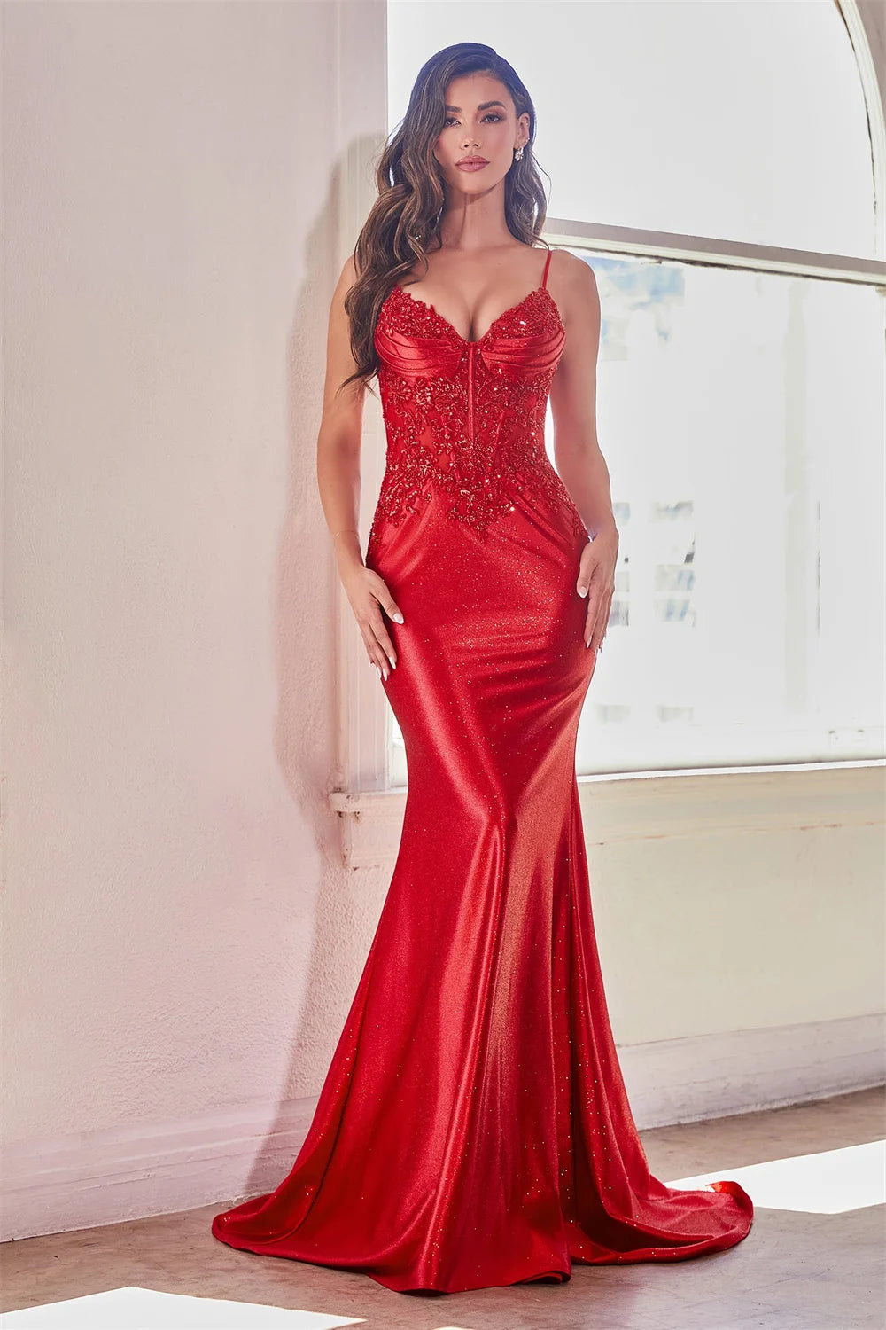 Heart Shaped Neck Satin Prom Dress Sexy Spaghetti Strap Mermaid Vestidos De Novia Sleeveless Side Split robes de soirée