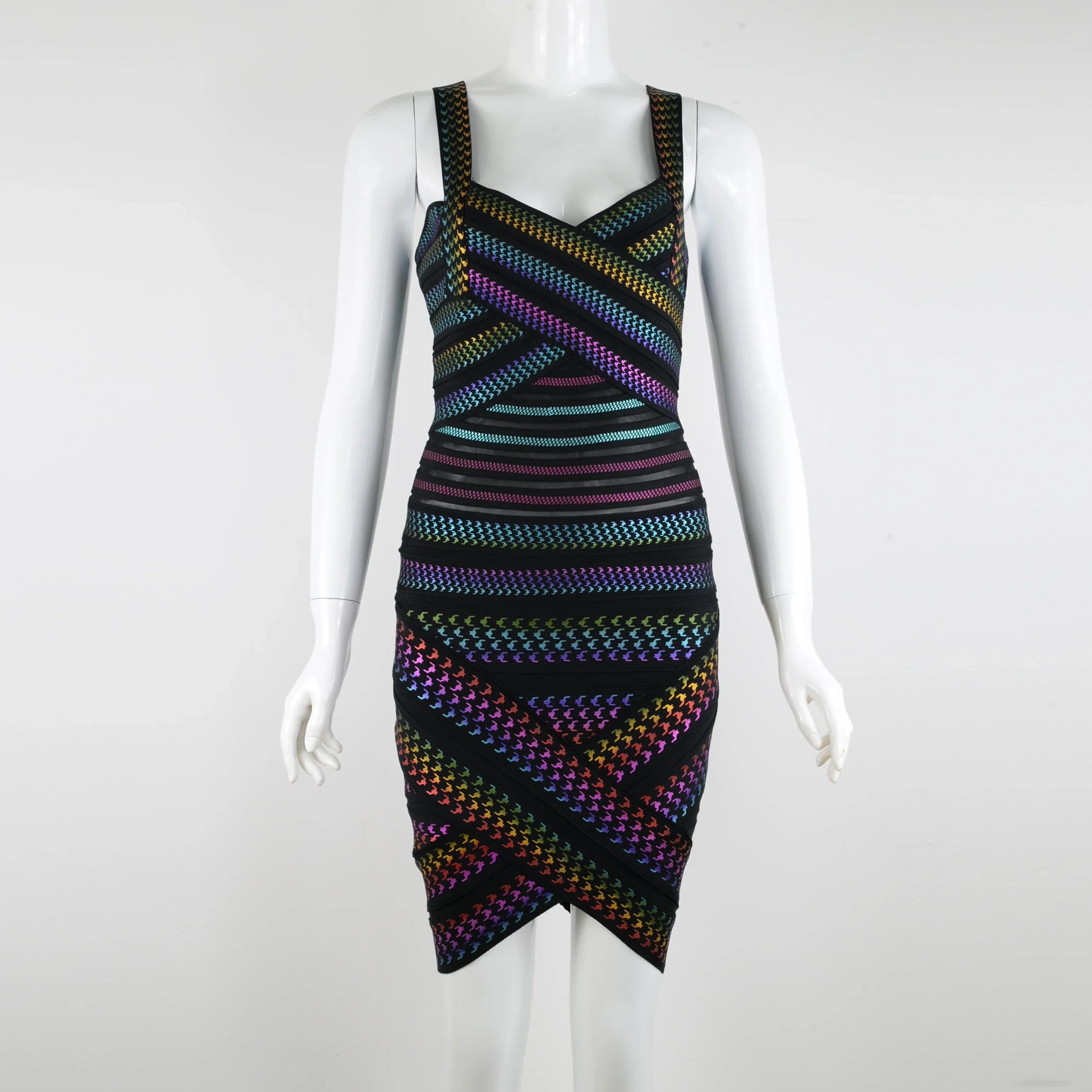 Wholesale Hot Sale Women Sleeveless Sexy Square Collar Foil Bodycon Bandage Mini Dress Nightclub Bar Party Celebrate Dress