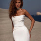 Luxuriöse Meerjungfrau Brautkleider von Schulter elastischen Satinfalten Rückenfreie Brautkleider