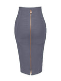 All Match Style 15 Colors Golden Zipper Package Hips Knee Length Bandage Skirt Fashion Office Lady Wear Woman Basics item Dark Grey