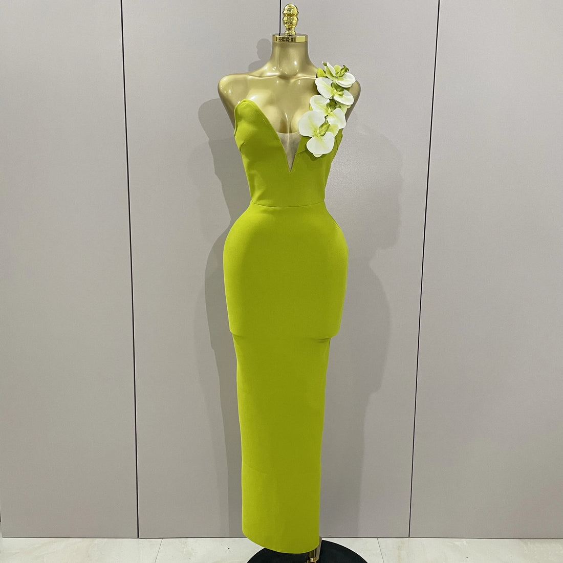 Designer Bodycon Bandage Luxury Birthday Party Dress Women Elegant V Neck Appliques Maxi Long Celebrity Evening Prom Gowns green