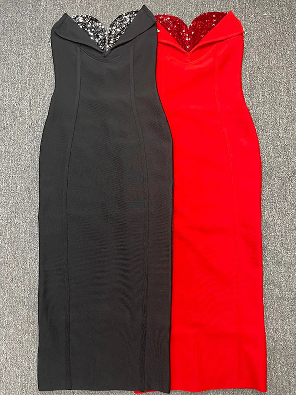 Sexy Women'S Light Luxury Sequin Rhinestone Tassel Design Bandage Dress Strapless Sleeveless Bodycon Backless Midi Dresses