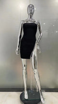 Shining Diamond Chain Sexy Slit Strapless Black Bandage Mini Dress Woman Birthday Party Dress Nightclub Party Outfit black