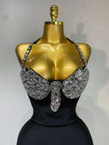 Women Sexy Halter Backless Diamonds Black Sleeveless Bodycon Bandage Dress Evening Club Party Gowns Luxury Birthday Dress