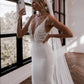 Gaun Perkahwinan Mermaid V-Neck Tali Satin Gaun Pengantin Elegant Buka Pakaian Pengantin Balik Untuk Wanita Vestidos de Novia