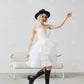 Gaun Pesta Pernikahan Pendek Putih A-Line Organza Bertingkat Sweetheart Bride Prom Gowns Gaun Homecoming Lutut Untuk Wanita