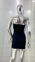 Luxury Woman Bandag Dress Sparkling Diamonds Strapless Black Mini Dress Celebrity Birthday Party Vestido Music Festival Outfit