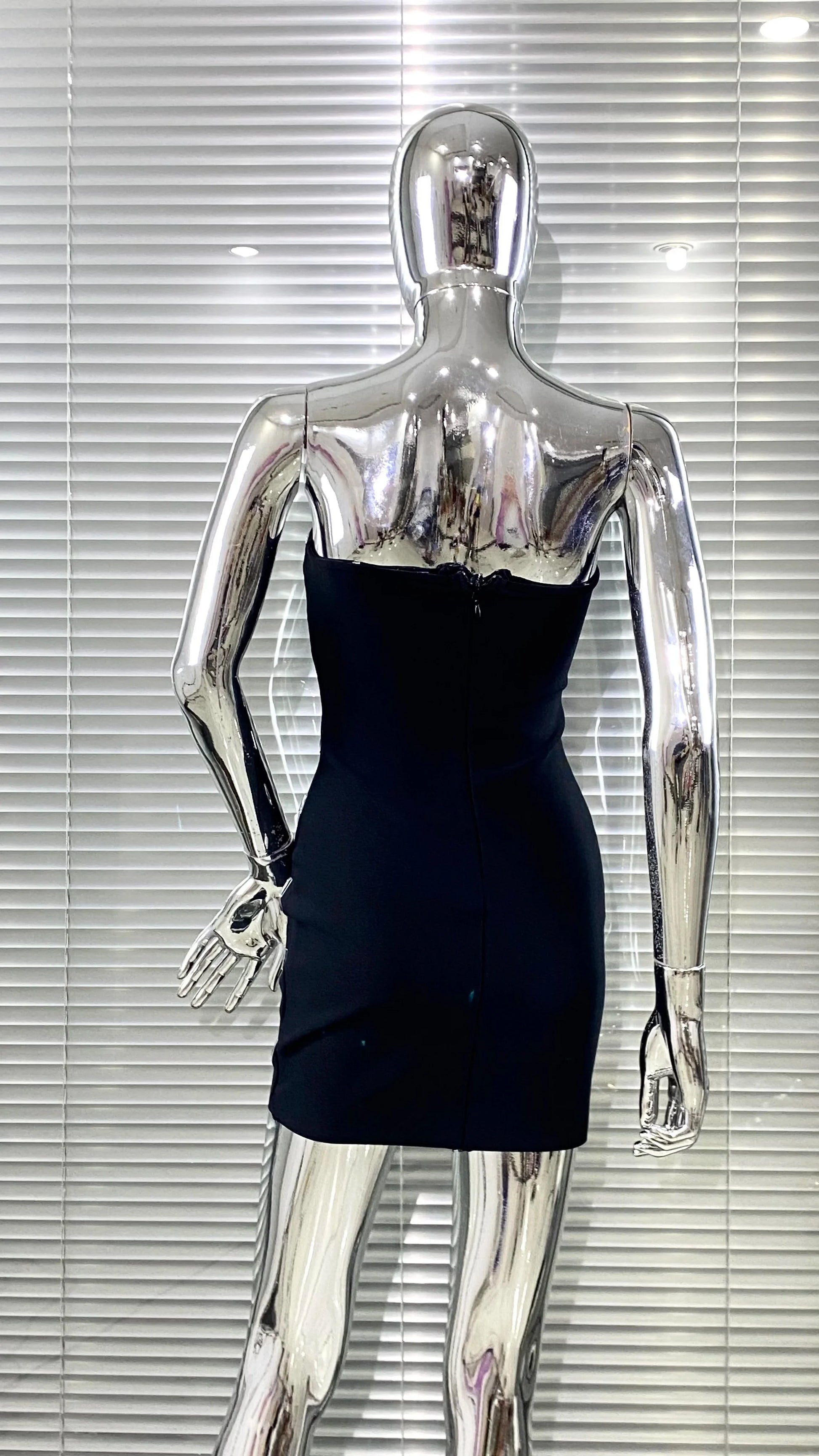 Luxury Woman Bandag Dress Sparkling Diamonds Strapless Black Mini Dress Celebrity Birthday Party Vestido Music Festival Outfit