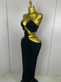 Sexy Halter Hollow Out Sleeveless Black Red Bodycon Long Bandage Dress Women Celebate Elegant Luxury Birthday Club Dress