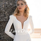 LoveDress Simple V-Neck Wedding Dress With Detachable Train Long Sleeve Button Modern Mermaid Bride Gown Backless Robe de mariée