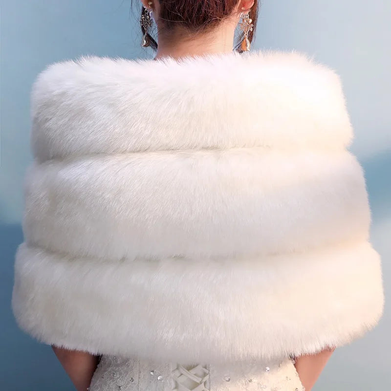 145cm Faux Fur Coat High Quality Winter Wedding Shawl Bride Wrap Bridal Bolero Special Occasion Accessory Shrug