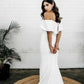 Sexy V Neck White Ivory Off Shoulder Wedding Dresses Zipper Back Soft Satin Robes De Mariée Backless Bridal Gown for Women