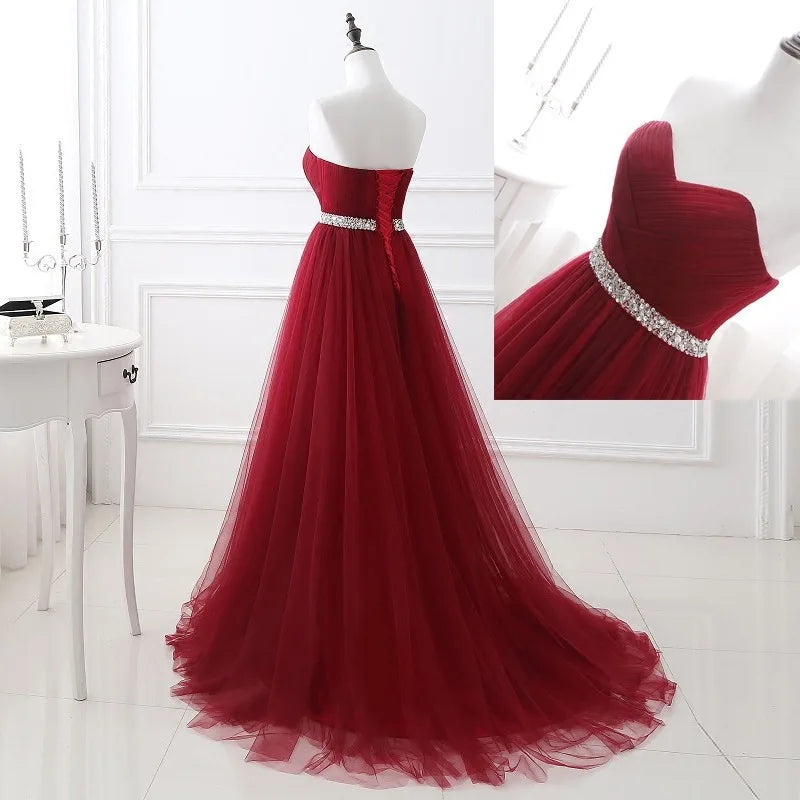 Elegant Sexy Strapless Chiffon Evening Prom Dresses for Women Summer Long Formal Wedding Party Bride Show Host Trailing vestidos