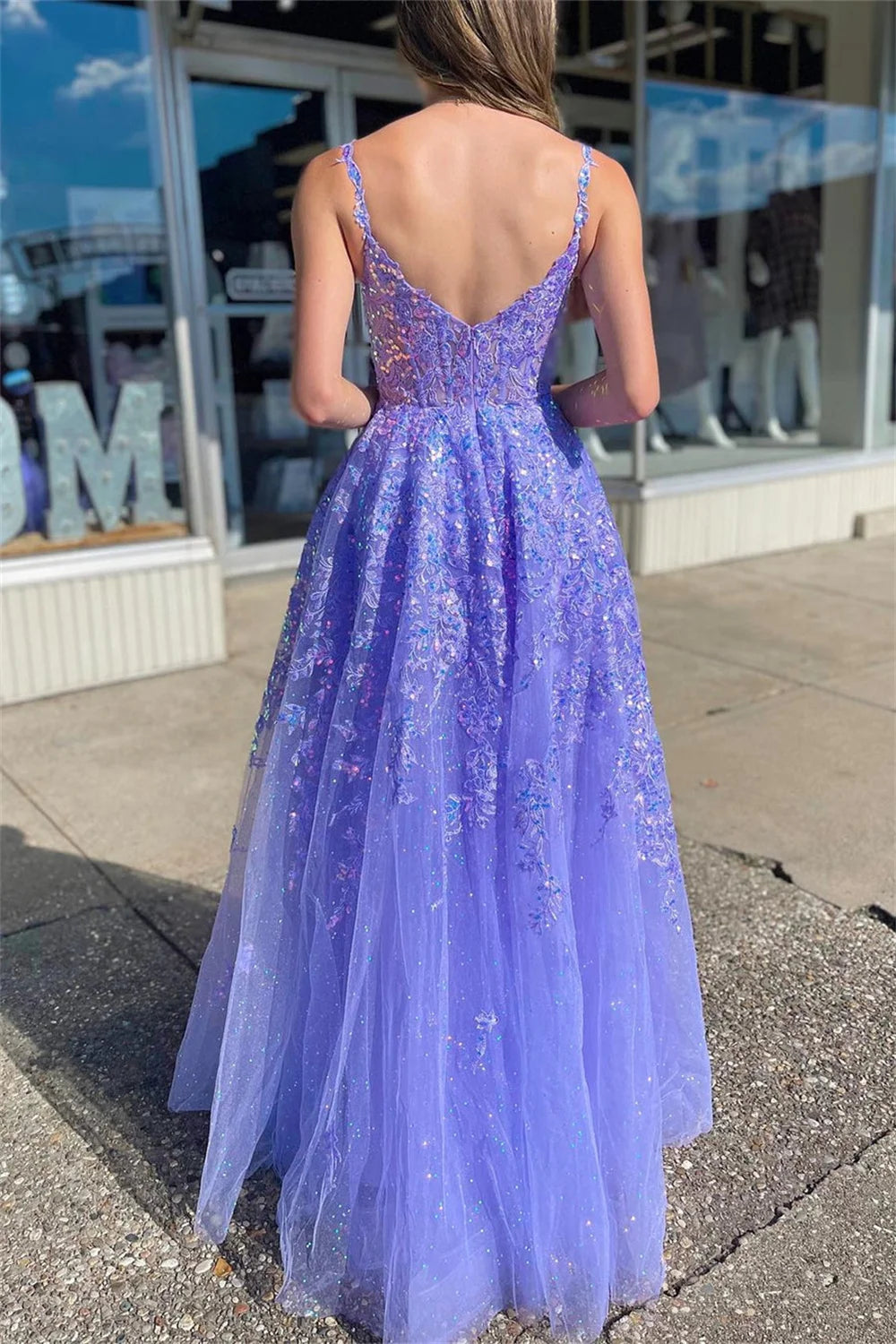 Purple Tulle Bead Prom Dresses Spaghetti Strap vestidos de noche Elegant Sleeveless Floor-Length A-line Formal Evening