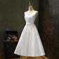 Sexy V Neck White Satin Midi Bride Dress Summer Elegant Prom Evening Wedding Bridesmaid Tetamu Pesta Pesta Lama Untuk Wanita