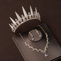 Luxury Silver Color Crystal Water Drop Bridal Jewelry Sets Rhinestone Tiaras Crown Necklace Earrings Wedding Dubai Jewelry Set TS-0008-C-XL-0004-B Tiaras