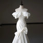 Mewah Satinwedding Boat Neck Necking Maxi Dresses Untuk Pengantin Elegant Long Prom Evening Guest Wrap Butch Women Dress